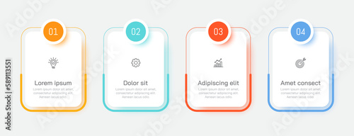 Colorful infographic presentation design with 4 steps. Vector illustration.