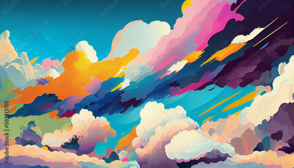 Generative AI, Cloud Nine: A Colorful Abstract Sky High Adventure