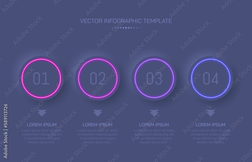 4 step timeline infographic template. Neumorphism minimalisctic design ...