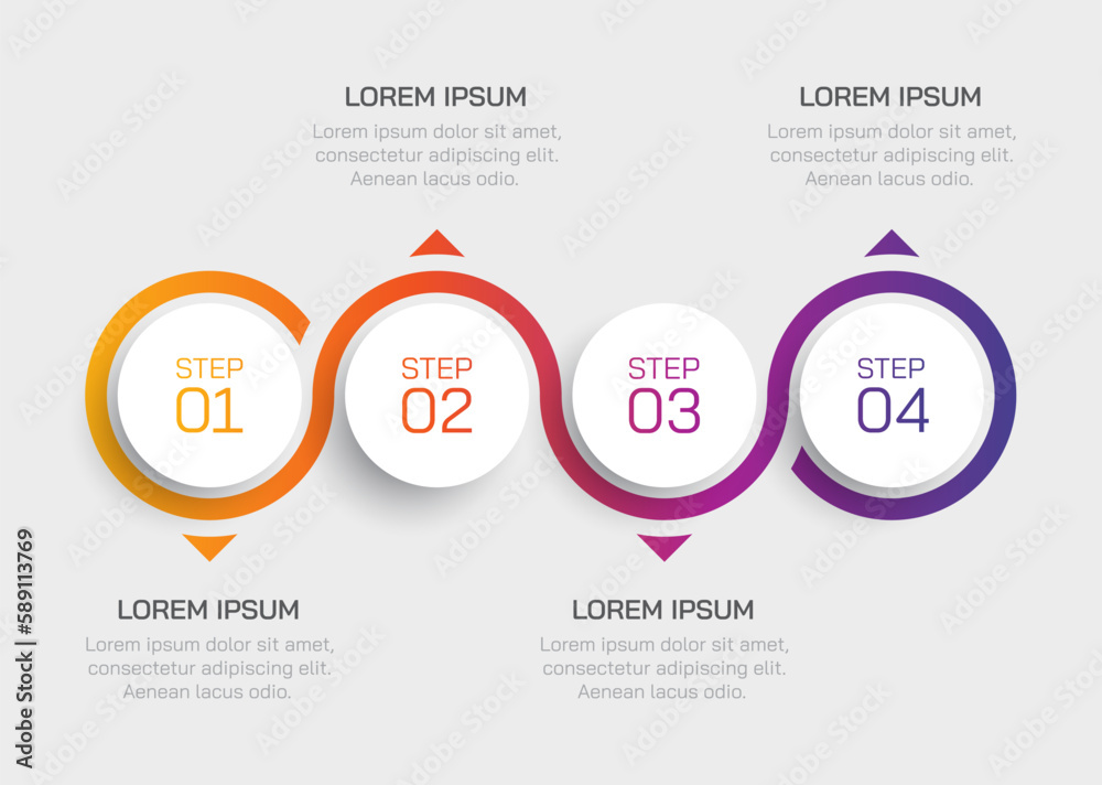 Colorful infographic presentation design with 4 steps. Vector illustration.