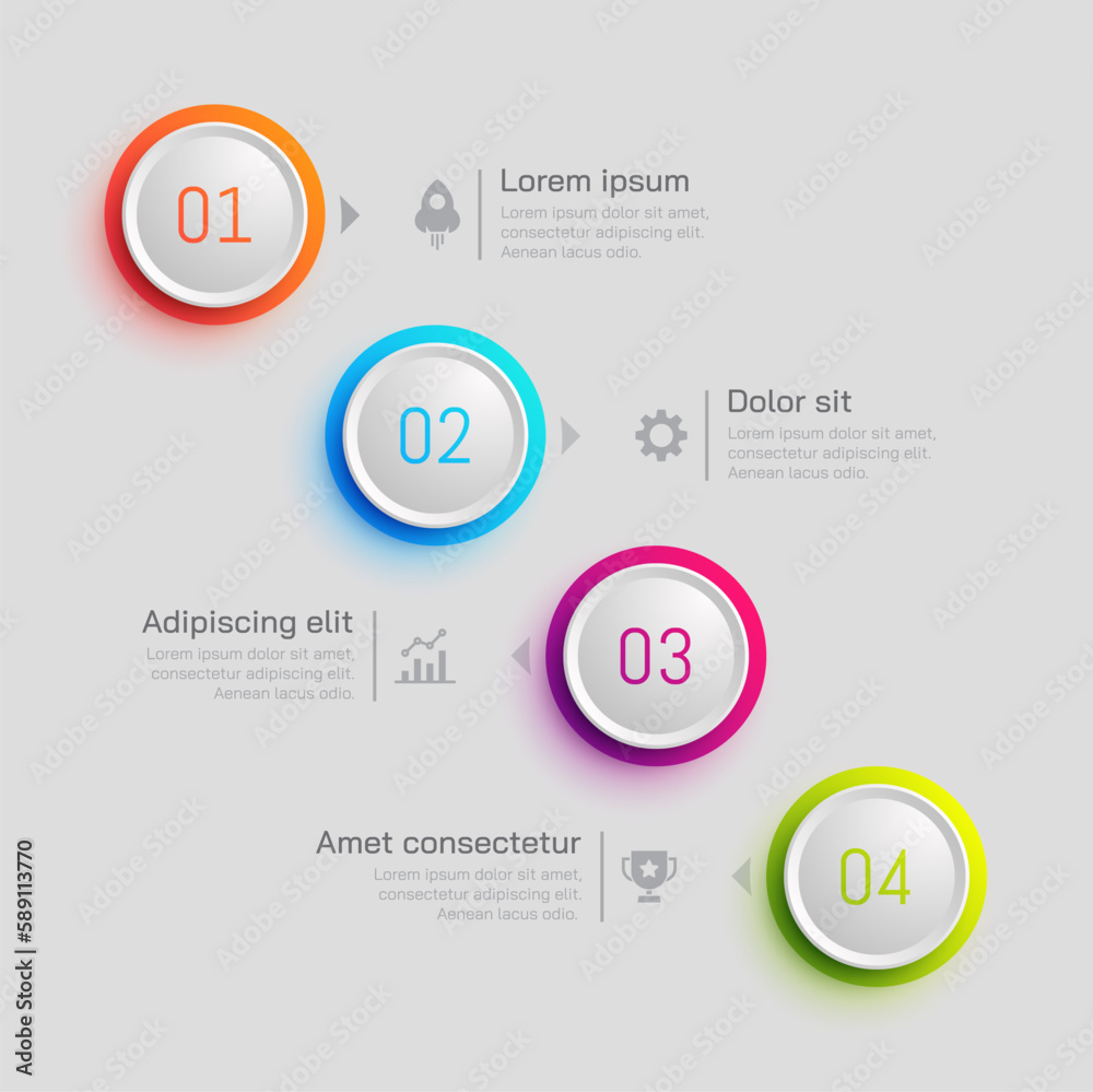 Modern infographic presentation design with 4 steps. Vector illustration.