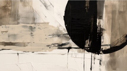 Wandcirkels Japandi stijl Monochrome Japandi abstracte kunst  © vadymstock