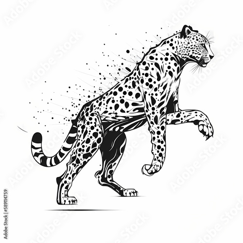 Cheetah Isolated On White Background. Generative AI