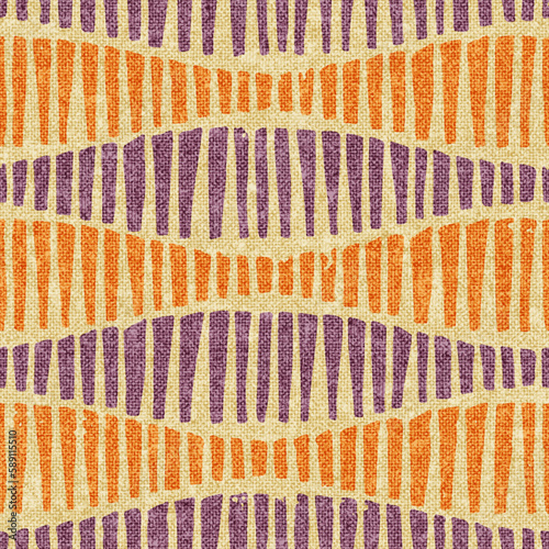 Vintage striped pattern. Grunge texture with fabric imitation. Bohemian wavy print. Ethnic and tribal motifs. Vector illustration.