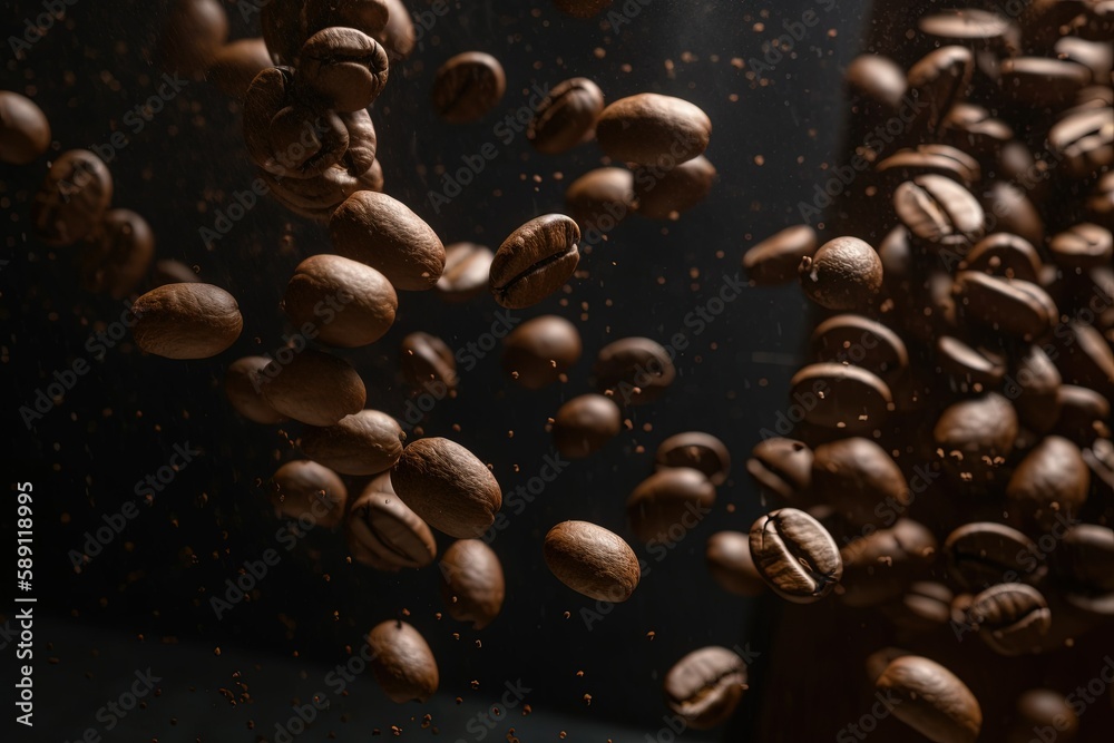 Obraz premium Coffee beans in the air