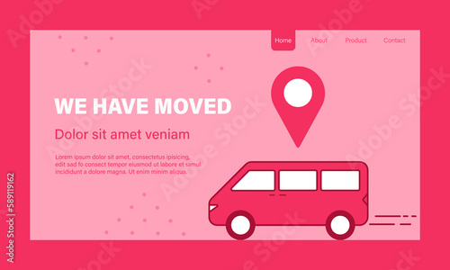 We are moving from one address to another address. Banner template with concept of delivery