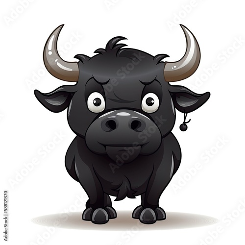 bull, cartoon, illustration, cute, Generative AI, Generative, AI