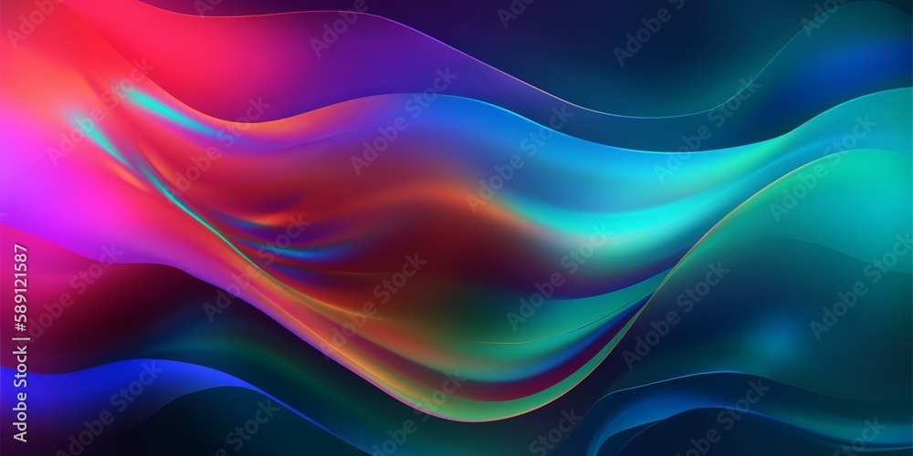 Fototapeta premium Banner design on colorful background. Vibrant style template. Texture backdrop. Modern illustration. Iridescent, background. Colorful bright neon template. Gradient rainbow pattern.