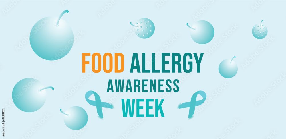 May is Food Allergy awareness week. Template for background, banner, card, poster. Vector illustration.