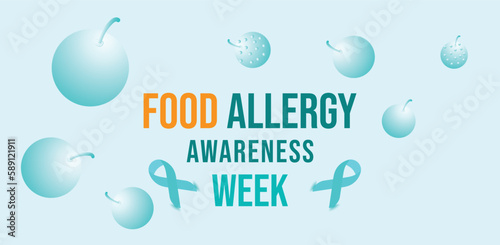 May is Food Allergy awareness week. Template for background, banner, card, poster. Vector illustration.