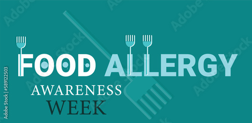 May is Food Allergy awareness week. Template for background, banner, card, poster. Vector illustration.
