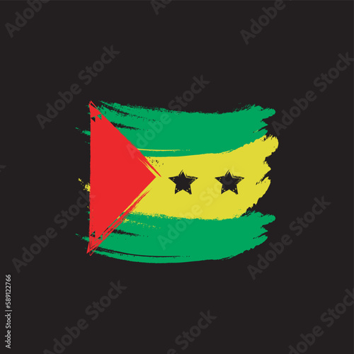 grunge background black Sao tome and Principe flag
