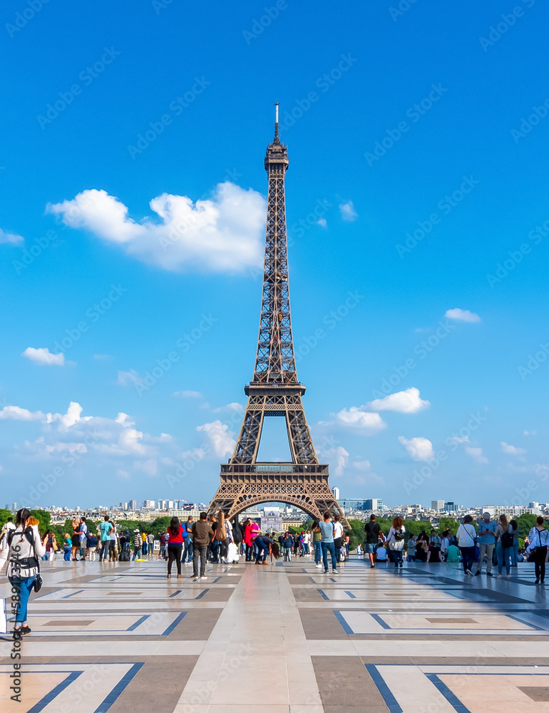 Eiffel tower and Trocadero square in Paris, France