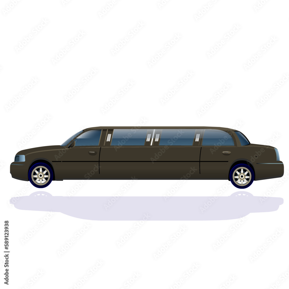 Vector Cartoon limousines, colour and black and white versions
