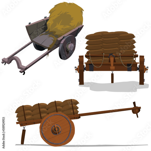 transports goods in a bullock cart in rural India