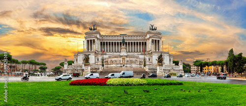 Vittoriano or Altar of the Fatherland, panorama from Venice Square, Rome, Italy