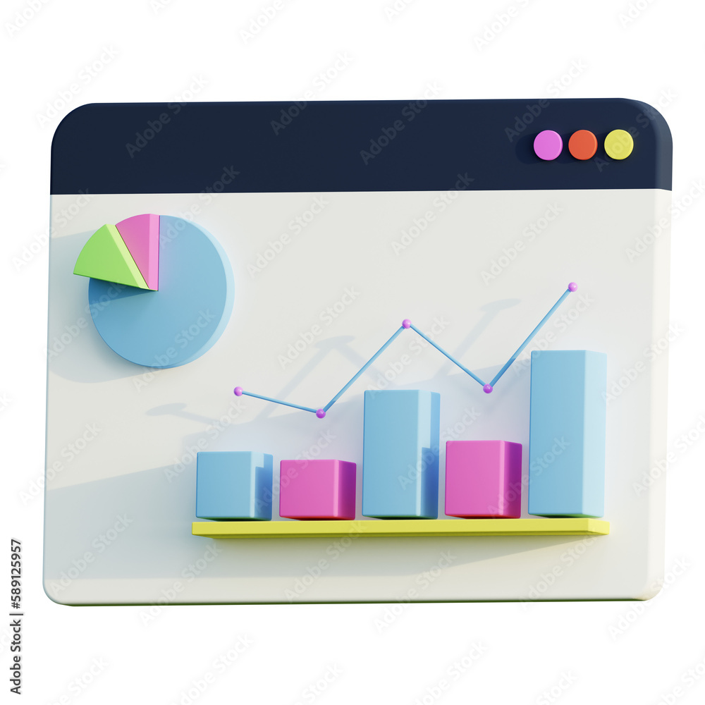 3d render graph icon, Infographic graph and piechart business concept 3d render graph icon, Infographic graph and piechart business concept