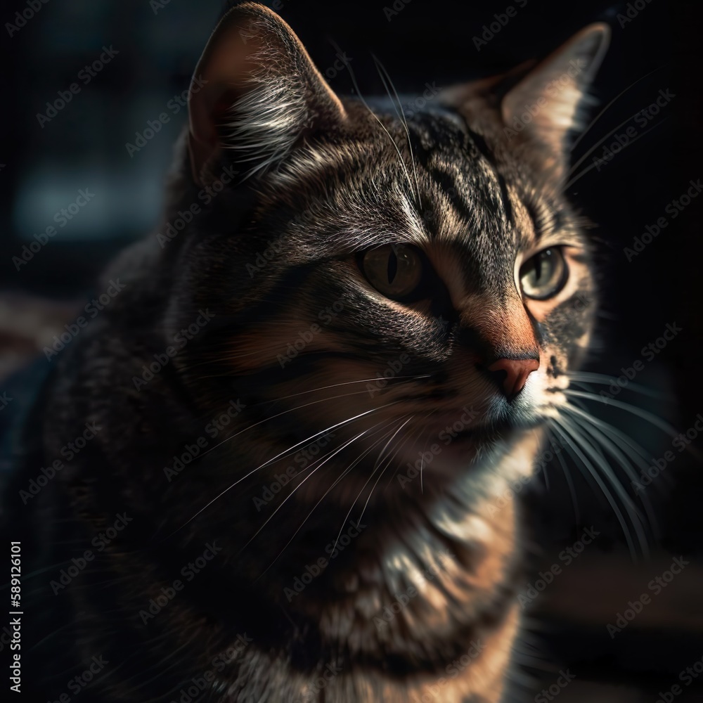 Cat on dark background