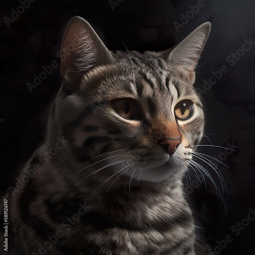 Cat on dark background