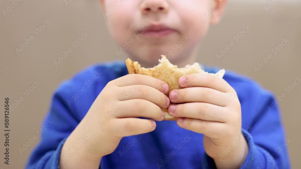 adorable kid boy eating in mall unhealthy junk food snacks.child putting in mouth fries potatoes and hamburger biting and chewing.happy preschooler enjoy meal 4k.beautiful kid with big eyes adorable kid boy eating in mall unhealthy junk food snacks.child putting in mouth fries potatoes and hamburger biting and chewing.happy preschooler enjoy meal 4k.beautiful kid with big eyes