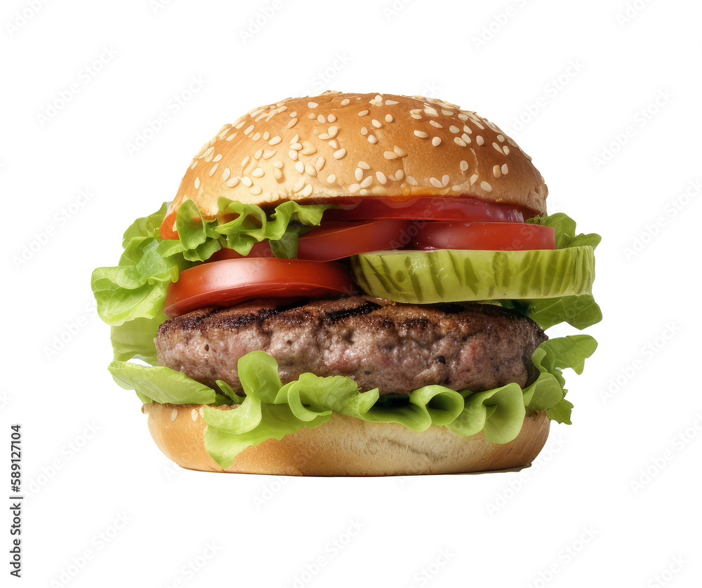 Tasty beef burger. Illustration Generative AI. Tasty beef burger. Illustration Generative AI.