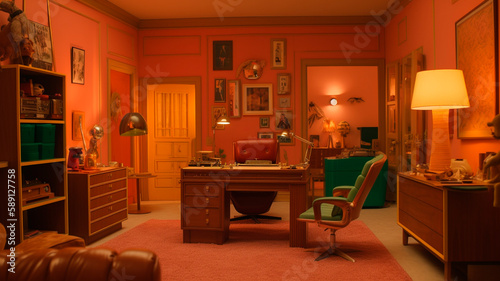 Vintage interior on harm colours, created with Generative AI Technology photo