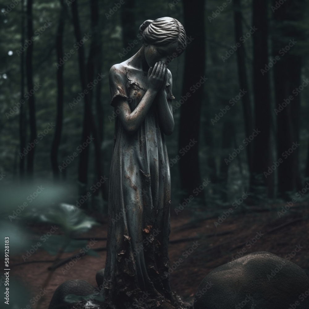 weeping statue. woman