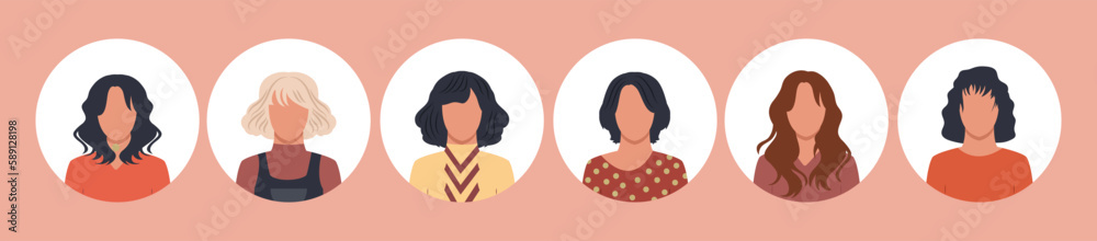 Collection of people portraits in different round frames of various big business team vector flat illustrations. Collection of avatars of people, men and women. Group of happy smiling coworkers. Collection of people portraits in different round frames of various big business team vector flat illustrations. Collection of avatars of people, men and women. Group of happy smiling coworkers.