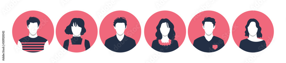 Collection of people portraits in different round frames of various big business team vector flat illustrations. Collection of avatars of people, men and women. Group of happy smiling coworkers. Collection of people portraits in different round frames of various big business team vector flat illustrations. Collection of avatars of people, men and women. Group of happy smiling coworkers.