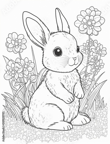 black and white drawing of a hare.