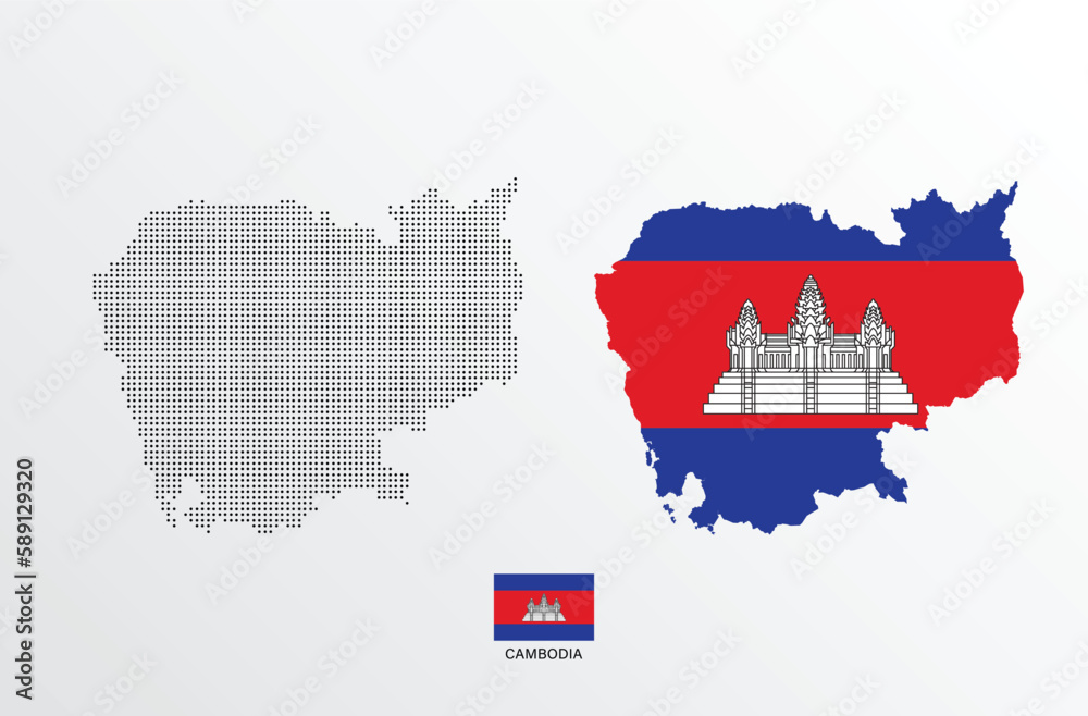 vector illustration of Cambodia map with flag Stock Vector | Adobe Stock
