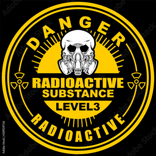 Danger, Radioactive substance level 3, sticker vector