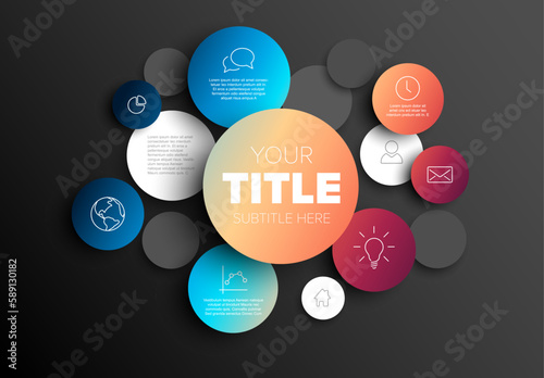 Multipurpose infographic made from blue and orange content circles