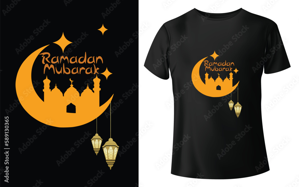 Ramadan Mubarak Typographic Tshirt Design - T-shirt Design For Print Eps Vector