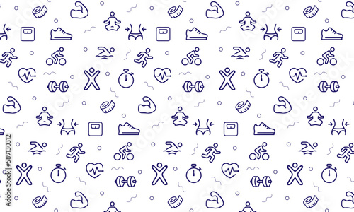 seamless pattern with sports icons. pattern for fitness and sports equipment store