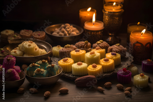 Diwali Sweets  background . generative ai