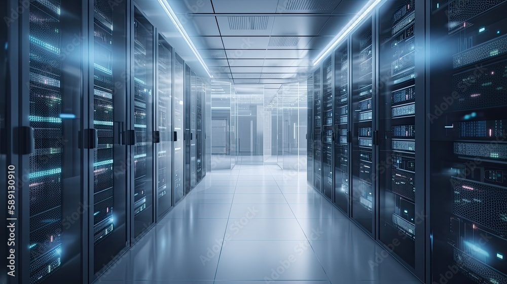 room with servers, Generative AI room with servers, Generative AI