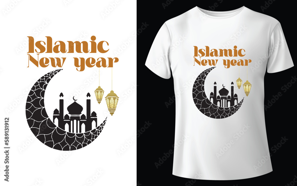 Islamic new year Typographic Tshirt Design - T-shirt Design For Print Eps Vector.eps