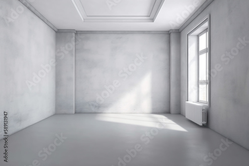 home background empty window design curtain wood interior white light wall room. Generative AI.