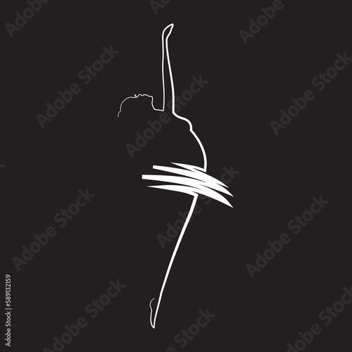 ballerina, ballet dancer vector logo icon