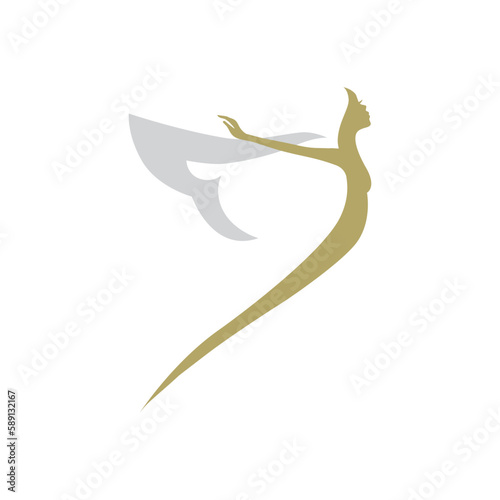 Abstract woman with wings, vector 