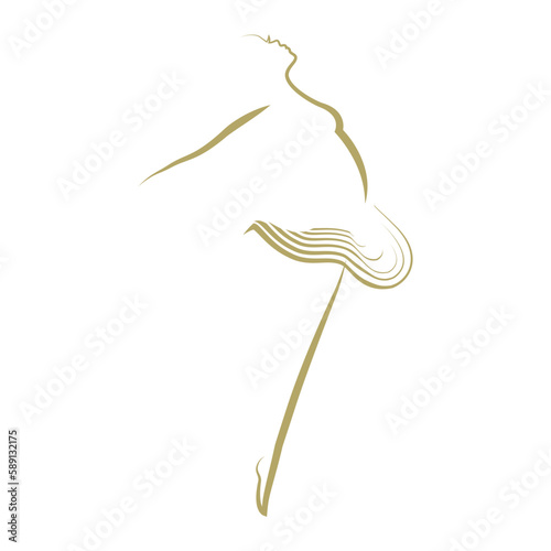 ballerina, ballet dancer vector logo icon