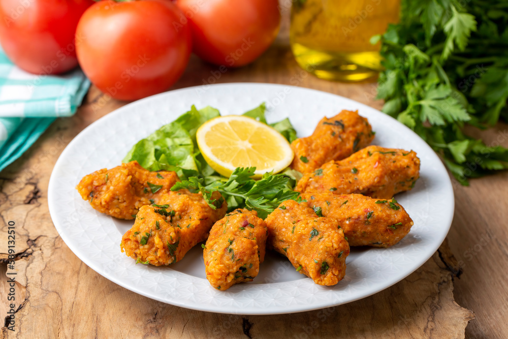 Mercimek Koftesi, Traditional Turkish Food with Bulgur and Lentil Mercimek Koftesi, Traditional Turkish Food with Bulgur and Lentil