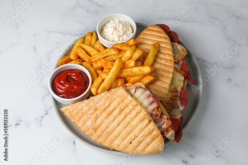 Delicious looking hot sandw...