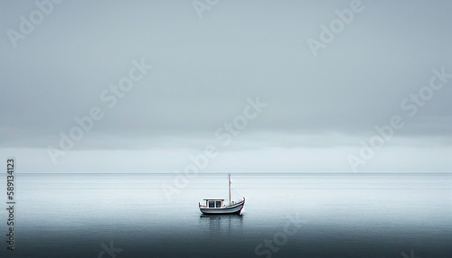 minimalistic photography of the sea. AI generative