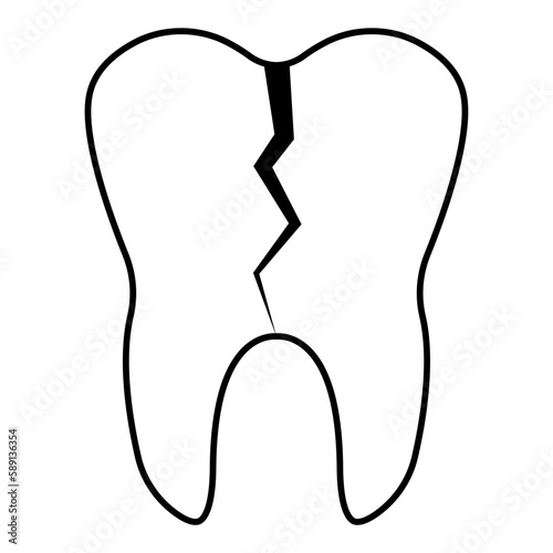 Teeth crack fracture, tooth carious cavity cartoon white, health dent