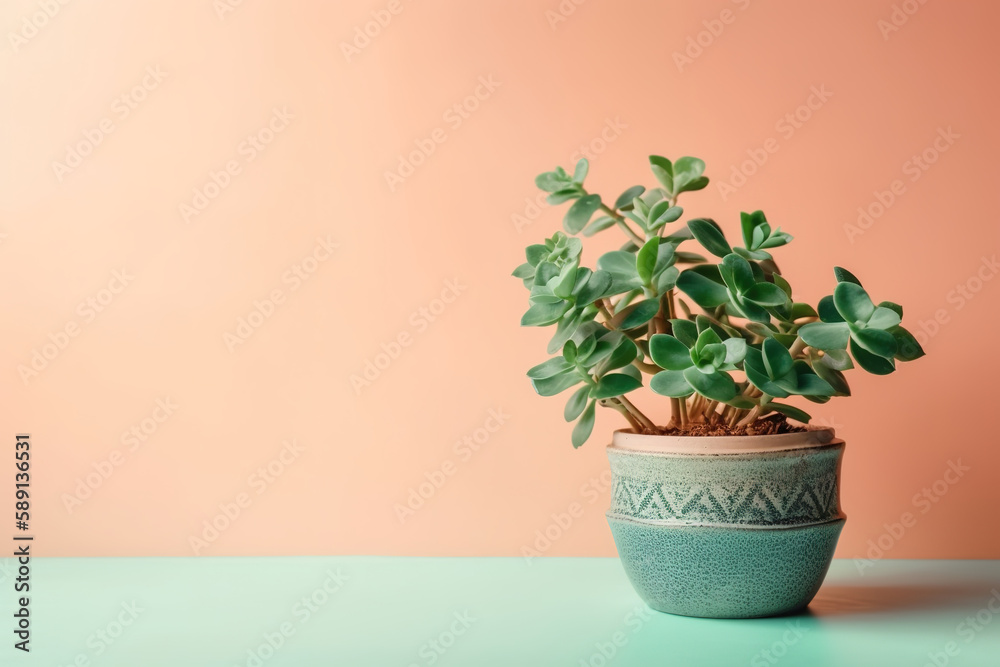 Fototapeta premium Stylish composition of home plants, cacti, succulents, air plant in different design pots.