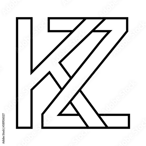 Logo Kazakhstan kz zk, icon double letters logotype z k