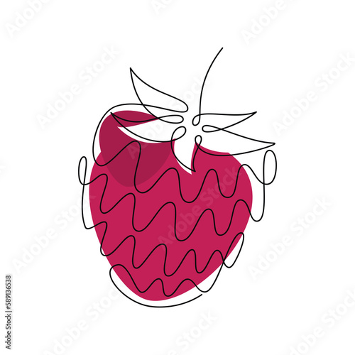 Vector strawberry, raspberry, mulberry, blackberry line continuous drawing illustration. Hand drawn linear silhouette. Berries icon. Minimal design, print, banner, card, poster, brochure, logo, sign.