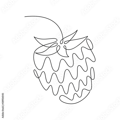 Strawberry, raspberry, mulberry, blackberry vector line continuous drawing illustration. Hand drawn linear silhouette. Berries icon. Minimal design, print, banner, card, poster, brochure, logo, sign.